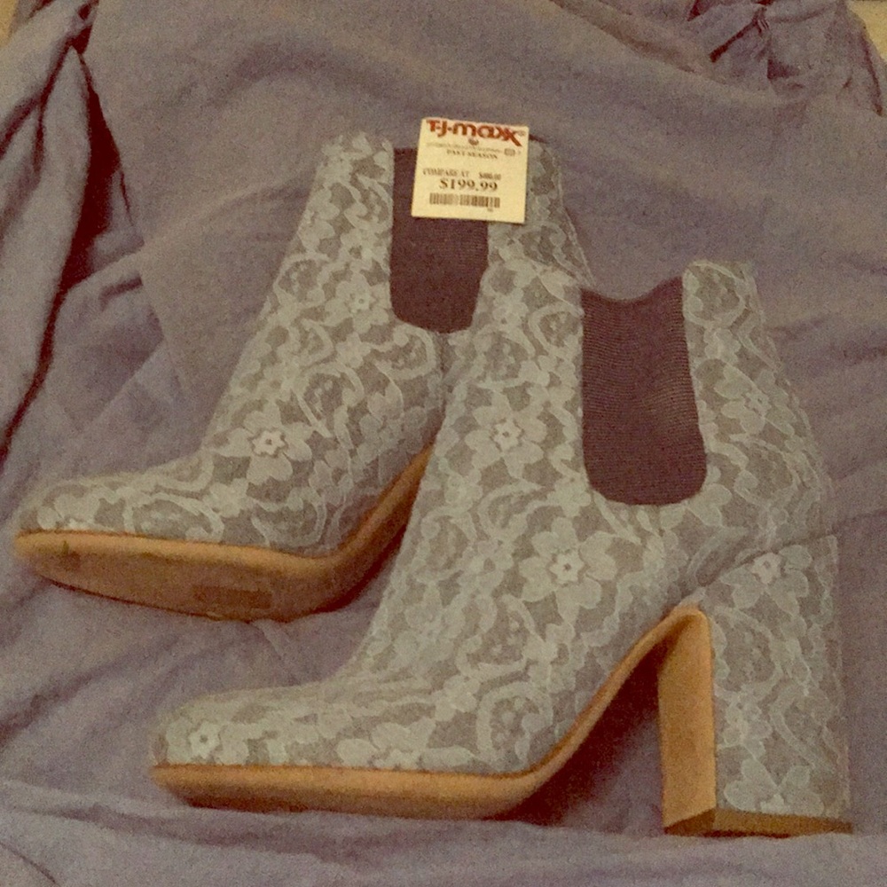 Lacey blue high heeled ankle boots